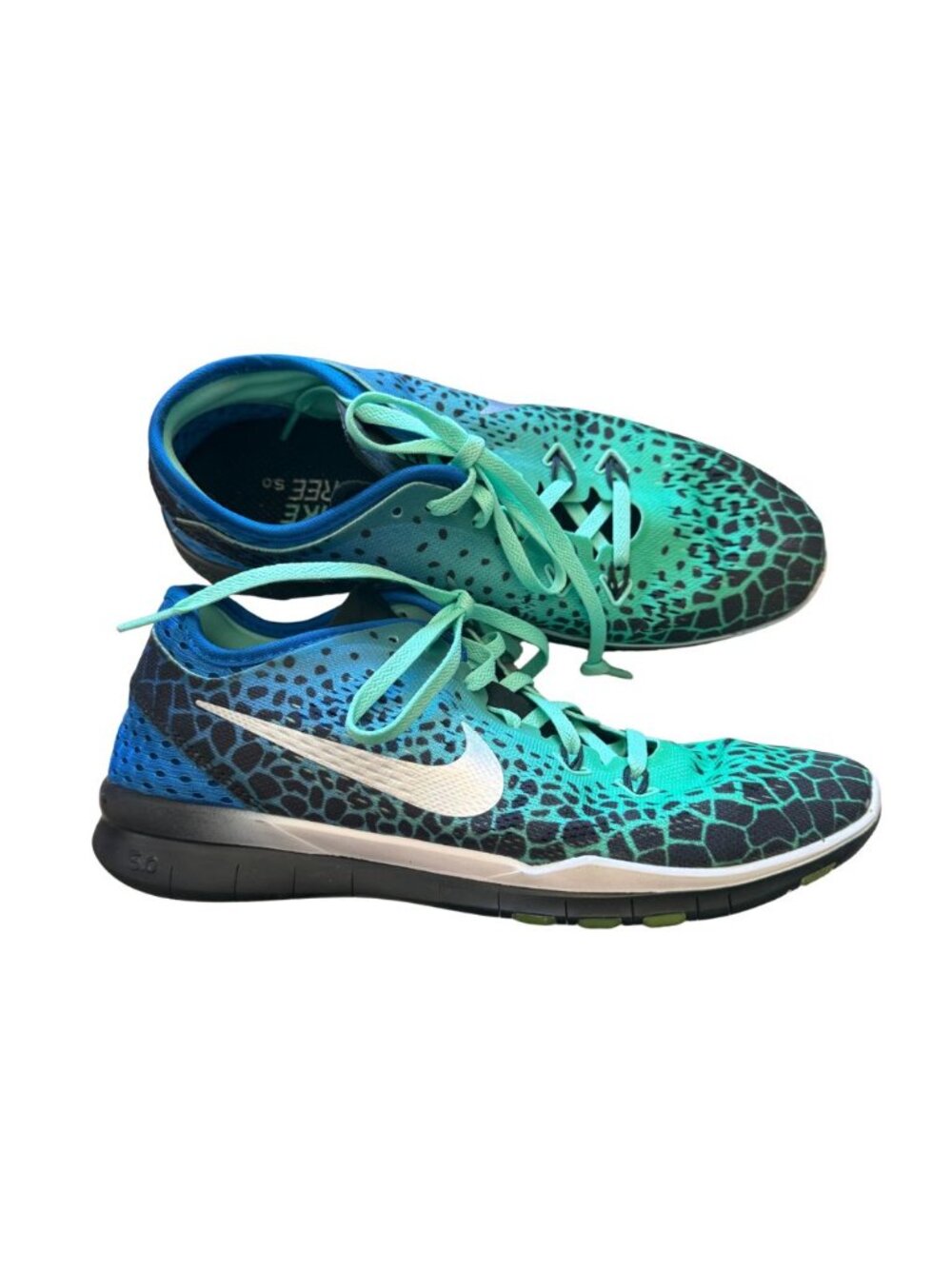 Nike Free TR Fit 5 Print Teal Blue Animal Gym Shoes Size 8.5 (704695-013)